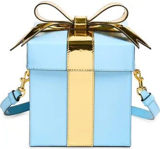 Moschino Gift Box Bag Leather Clutch in Blue at Nordstrom