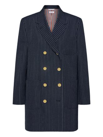 Thom Browne Jack met krijtstreep en dubbele rij knopen - Blauw