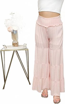 Ocean Drive Clothing Smocked Waist High-Rise Palazzo Pants In Pink