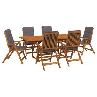 vidaXL Conjunto De Comedor Exterior Con Parasol 8 Uds. Gris Antracita Vidaxl