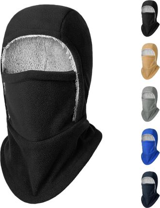 Generic Winter Balaclava for Men, Thermal Fleece Line Warm Motorcycle Balaclava Face Mask for Winter Skiing, Running, Cycling Black