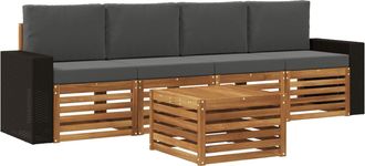 vidaXL Conjunto De Sof&aacute;s De Exterior 5 Uds. Natural Y Antracita Vidaxl