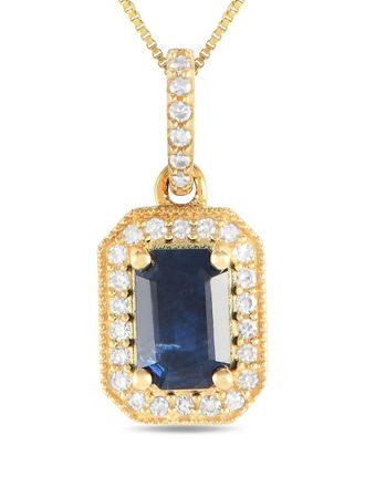 Luxury Bazaar 14K yellow gold diamond and sapphire pendant necklace
