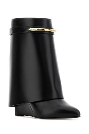 Givenchy Womens Black Leather Shark Pinch Boots Stivali