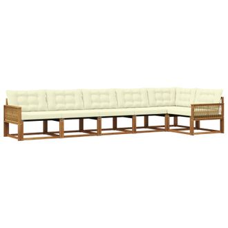 vidaXL Conjunto De Sof&aacute;s De Exterior Con Coj&iacute;n 6 Pcs Natural Y Crema Vidaxl