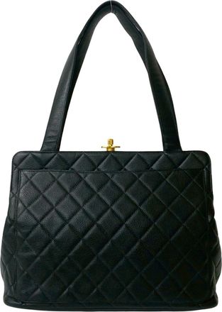 Chanel Black Grained Calfskin Shoulder Bag Tote Bag (Pre-Owned)