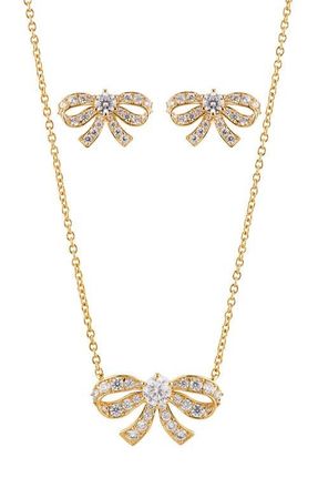 Nadri Bow Necklace & Earrings Set in Gold at Nordstrom