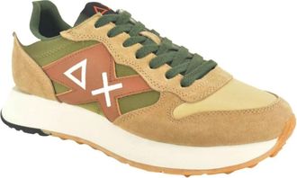 Sun 68 Beige Kakki Runner Stijlvol Modern Tapijt - Heren - Sneakers - Beige - 41 EU - Schoenen