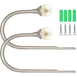 OEM Sujetadores De Cortina Met&aacute;licos En Forma De U, 2 Unidades, Decoraci&oacute;n De Dormitorio, Color Plata - Crezuo