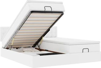 vidaXL Estructura Cama Otomana Colchones Cuero Sint&eacute;tico Blanco Vidaxl