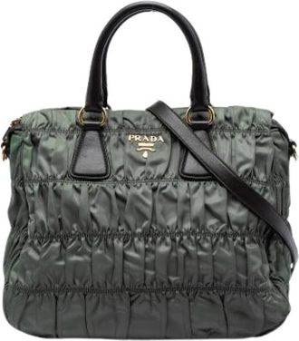 Prada Pre-owned Nylon Satchel - Dames - Vintage Handtas - Groen - ONE Size - Nylon - Vintage