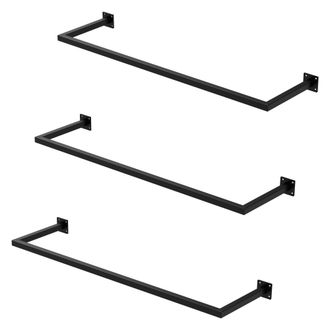 ML Design Ml-design - Set 3x Percheros De Pared 110x30cm De Acero Inoxidable Negro Para Vestidor Armario Ba&ntilde;o O Cocina, Barra De Almacenamiento Hasta 50kg Para 