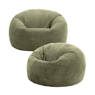 Icon Brand Set de 2 pufs de pana verde salvia