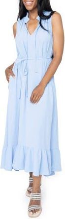 Gibsonlook Sienna Split Neck Tie Waist Ruffle Hem High-Low Dress in Sky Blue at Nordstrom Rack, Size Xx-Small