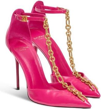 Balmain Sync patent leather stilettos in Pink at Nordstrom, Size 36