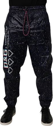 Dolce & Gabbana Mens Pixelated Print Track Pants - Navy Cotton - Size EU 48 (Mens)