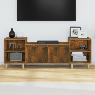 Berkfield Home TV Cabinet Smoked Oak 160x35x55 cm Engineered Wood in Brown | Size: 160 x 35 x 55 cm
