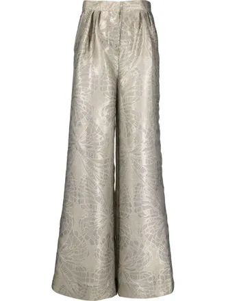 Alberta Ferretti Broek met wijde pijpen - Goud