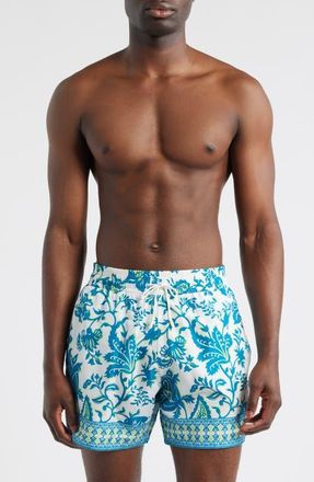 Etro Roma Floral Swim Trunks in Stampa F.do Verde at Nordstrom, Size Xx-Large