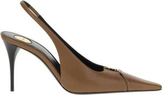 Saint Laurent Metallic Embellished Leather Pumps - Dames - Pumps - Bruin - 38 1/2 EU - Leer - Schoenen
