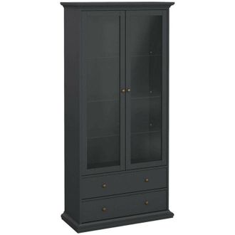 Dmora Dmora - Vetrina Gaetane, Credenza espositiva, Vetrinetta multiuso, Madia da soggiorno, 96x42 h201 cm, Grigio