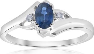 Pompeii3 1/2ct Oval Blue Sapphire Diamond Ring 14K White Gold
