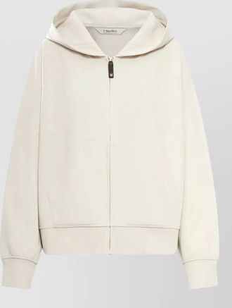 Max Mara hooded jacket kangaroo pocket ribbed trims