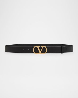 Valentino Garavani VLogo Signature Leather Belt 30MM