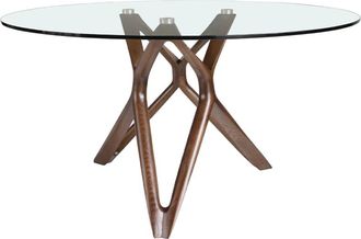 Angel Cerdá Mesa comedor redonda en cristal y madera