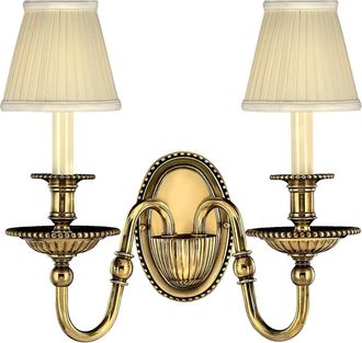 Netlighting Cambridge 2 Light Indoor Candle Wall Light Burnished Brass (Shades Sold Separately) E14