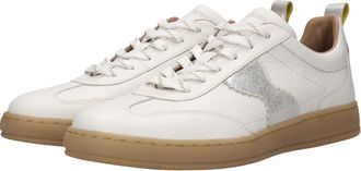 Salamander Sneaker SALAMANDER, Damen, Gr. 36, wei&szlig;, beige, silberfarben, Leder, Schuhe Sneaker, Retro Schn&uuml;rschuh, Halbschuh, Freizeitsneaker mit Wechselfussbett