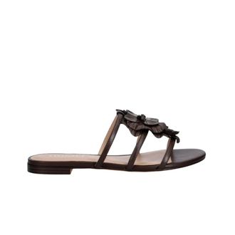 Twinset Sliders, female, Brown, Size: 10 US Leather Flat