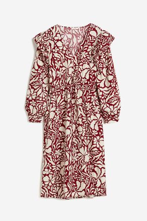 H&M Baumwollkleid mit Volants - Red