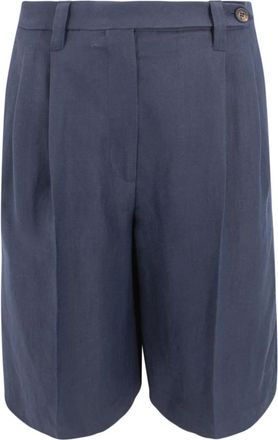 Brunello Cucinelli Brunello Cucinelli, Long Shorts, female, Blue, Size: M Pleated Shorts