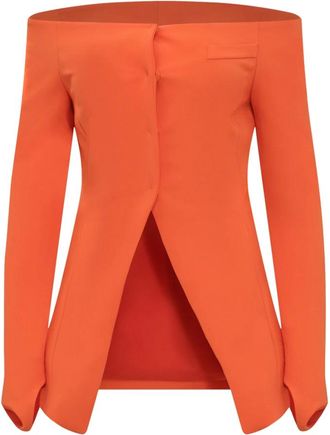 Alessandro Vigilante Alessandro Vigilante, Jassen, Dames, Oranje, S, Stijlvolle knoopsluiting lange blazer