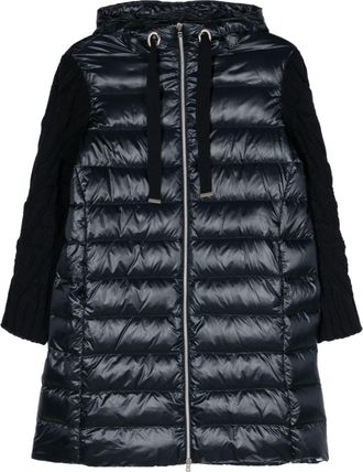Herno knit-sleeves padded coat - women - Polyamide/Polyamide/Wool/Down - 46 - Blue
