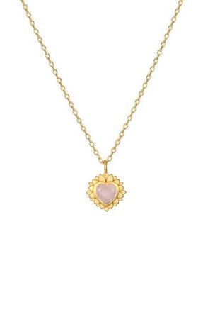 Satya Jewelry Journey to Love Rose Quartz Lotus Heart Necklace in Gold at Nordstrom