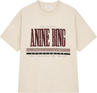 Anine Bing Nell Tee Mesh - Dames - T-shirts - Beige - S - Leer - Tops