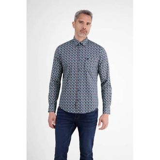 Lerros regular casual overhemd donkerblauw