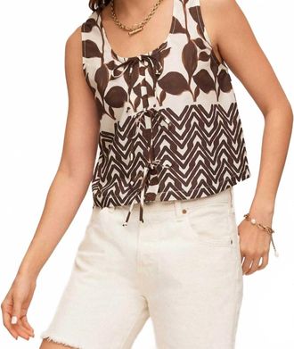 Fifteen Twenty Womens Emery Tie-Front Sleeveless Top In Brown Print