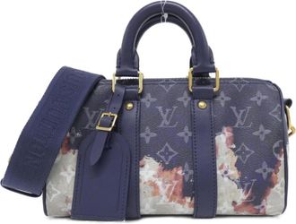 Louis Vuitton Ancre Blue Coated Canvas Boston Bag (Pre-Owned)