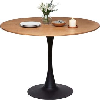 Atmosphera Atmosphera - Mesa De Comedor Redonda Fija Elias Roble Y Negro 102x102 Cm