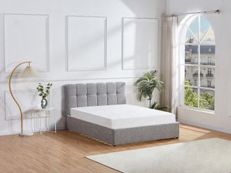 Vente-Unique Letto con contenitore 140 x 190 cm Tessuto bouclette Grigio - MAZIRI