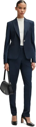 HUGO BOSS Womens Tanuri Solid Patterned Straight Chinos in Open Blue - Size 10 UK