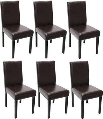 Hhg [nunca Usado] Juego De 6 Sillas De Comedor Silla De Cocina Littau, Cuero, Marr&oacute;n, Patas Oscuras