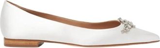 Scarosso Iris Satin Strass - Dames - Ballerinas - Wit - 36 EU - Leer - Schoenen