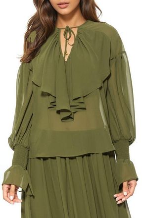 Alexia Admor Serelise Ruffle Top in Sage at Nordstrom, Size X-Small