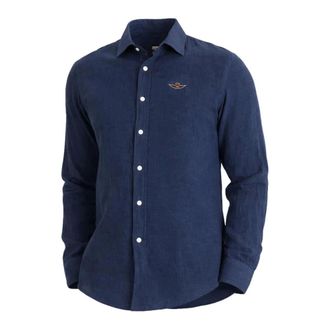 Aeronautica Aeronautica Militare, Casual Shirts, male, Blue, Size: 2XL Ca1321Uct03089 Linen Shirt