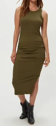 Michael Stars Wren Ribbed Midi Dress In Topiary