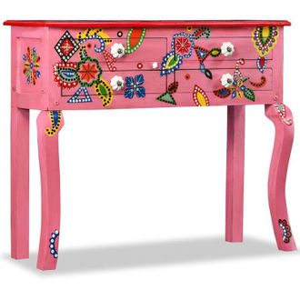 vidaXL Mesa Consola De Madera Maciza De Mango Rosa Pintada A Mano Vidaxl